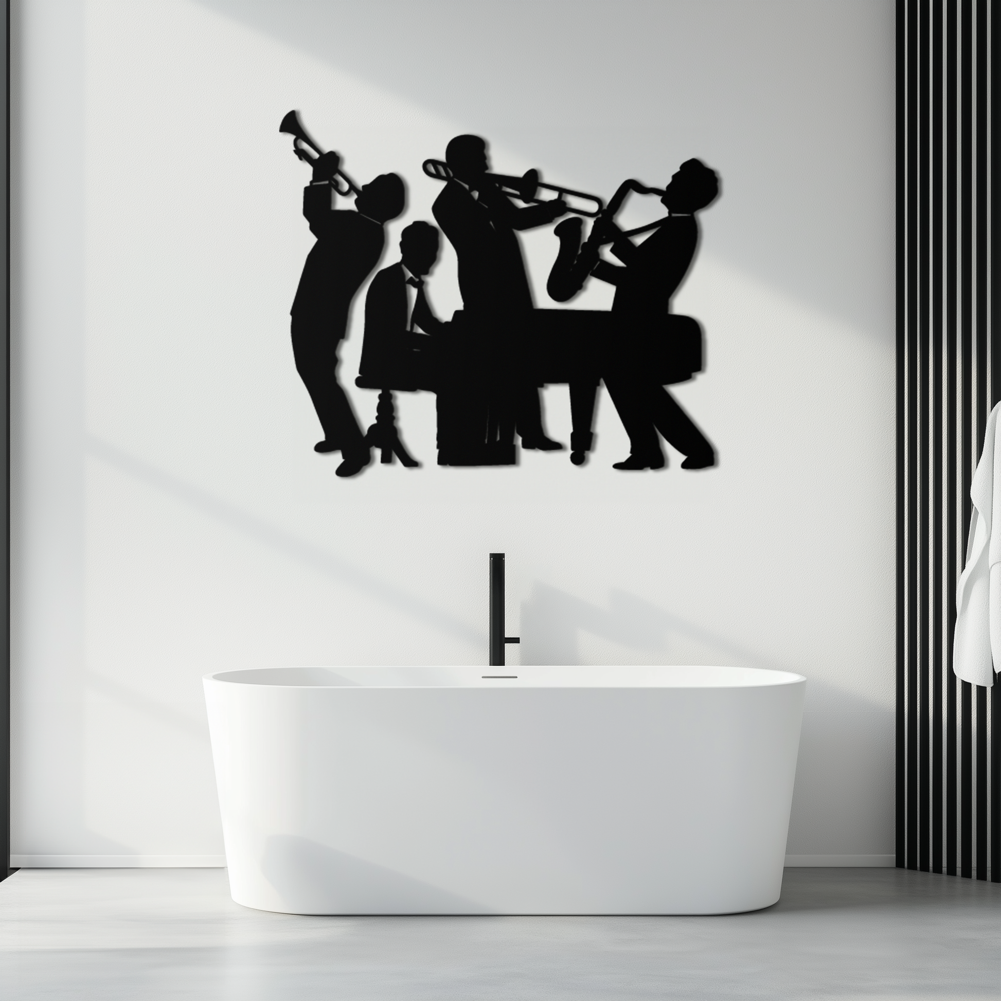Jazz Band Metal Wall Art - Modern Musical Silhouette Decor- KAF255 - Tampa Home & Garden Store