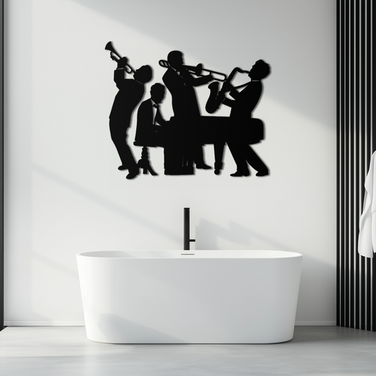 Jazz Band Metal Wall Art - Modern Musical Silhouette Decor- KAF255 - Tampa Home & Garden Store