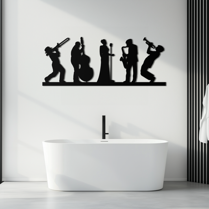Jazz Band Metal Wall Art - Modern Musician Silhouette Decor- KAF254 - Tampa Home & Garden Store