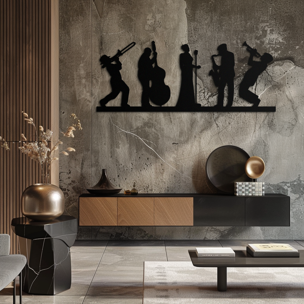 Jazz Band Metal Wall Art - Modern Musician Silhouette Decor- KAF254 - Tampa Home & Garden Store