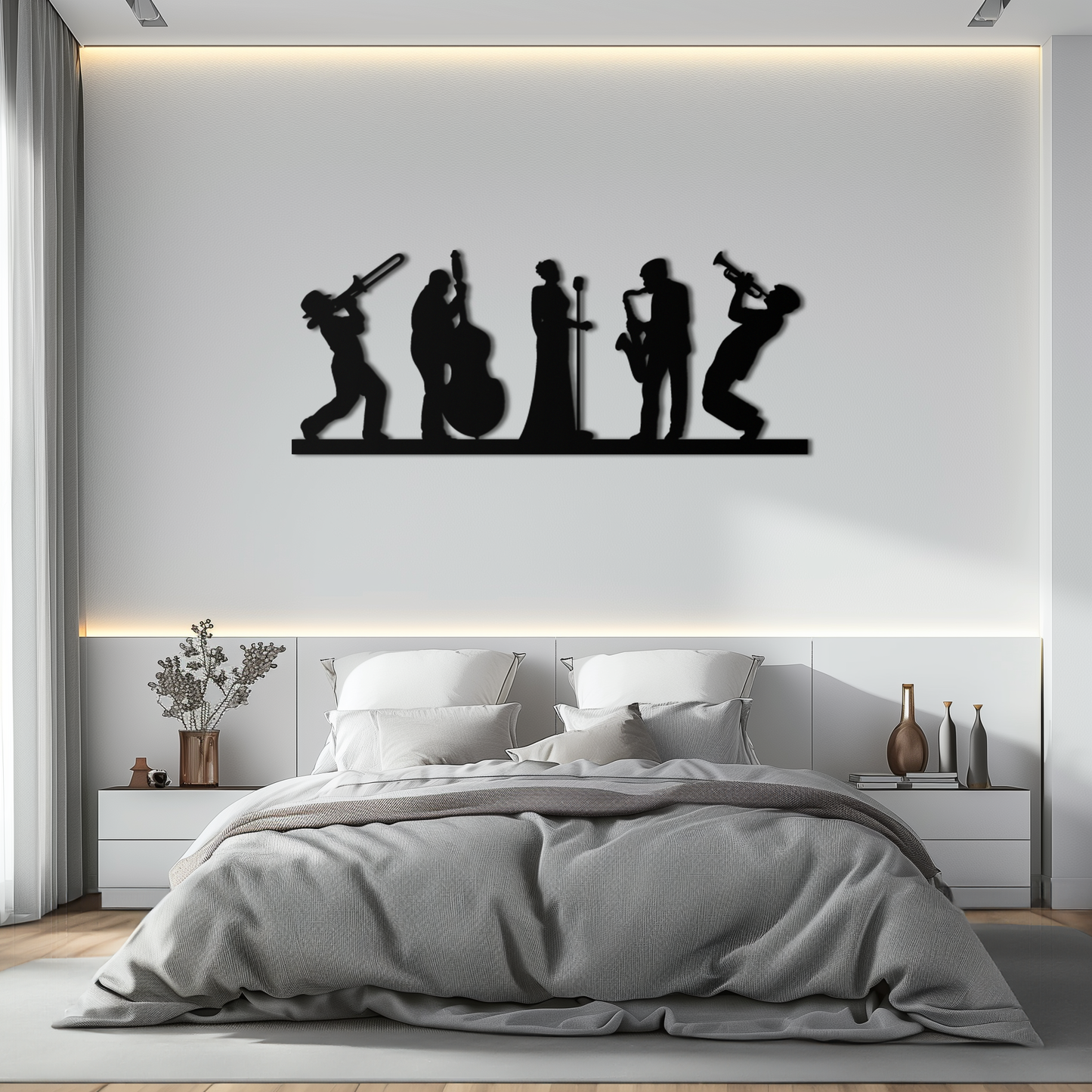 Jazz Band Metal Wall Art - Modern Musician Silhouette Decor- KAF254 - Tampa Home & Garden Store