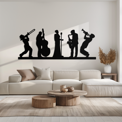 Jazz Band Metal Wall Art - Modern Musician Silhouette Decor- KAF254 - Tampa Home & Garden Store