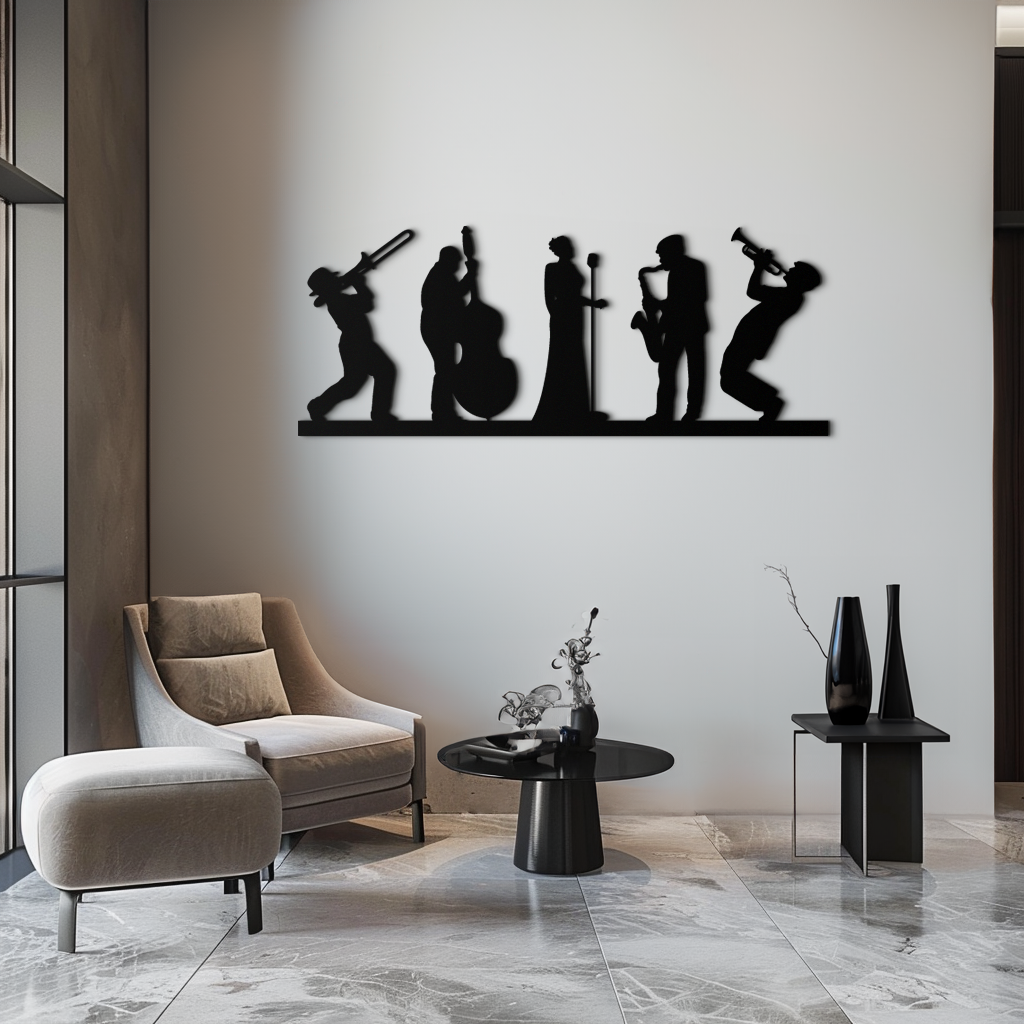 Jazz Band Metal Wall Art - Modern Musician Silhouette Decor- KAF254 - Tampa Home & Garden Store