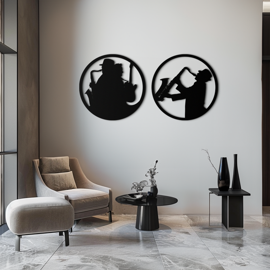 Jazz Musician Metal Wall Art - Set of 2 Steel Wall Decor Pieces - KAF038 - Tampa Home & Garden Store