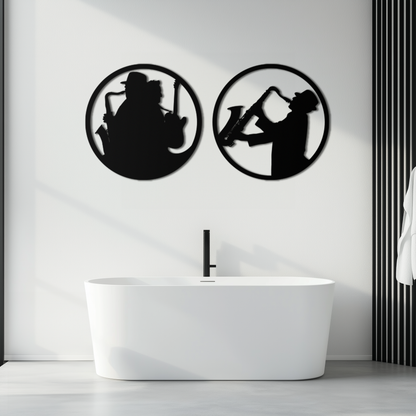 Jazz Musician Metal Wall Art - Set of 2 Steel Wall Decor Pieces - KAF038 - Tampa Home & Garden Store