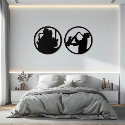 Jazz Musician Metal Wall Art - Set of 2 Steel Wall Decor Pieces - KAF038 - Tampa Home & Garden Store