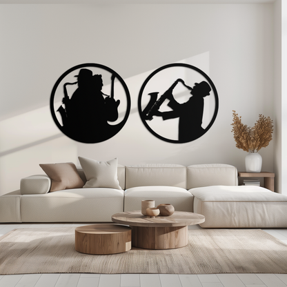 Jazz Musician Metal Wall Art - Set of 2 Steel Wall Decor Pieces - KAF038 - Tampa Home & Garden Store