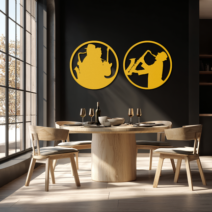 Jazz Musician Metal Wall Art - Set of 2 Steel Wall Decor Pieces - KAF038 - Tampa Home & Garden Store