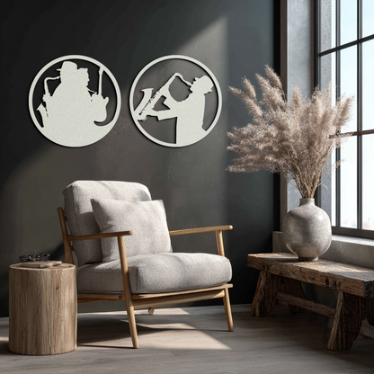 Jazz Musician Metal Wall Art - Set of 2 Steel Wall Decor Pieces - KAF038 - Tampa Home & Garden Store