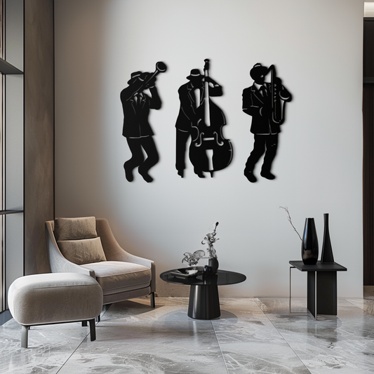 Jazz Musicians Metal Wall Art - 3-Piece Silhouette Music Decor - KAF111 - Tampa Home & Garden Store