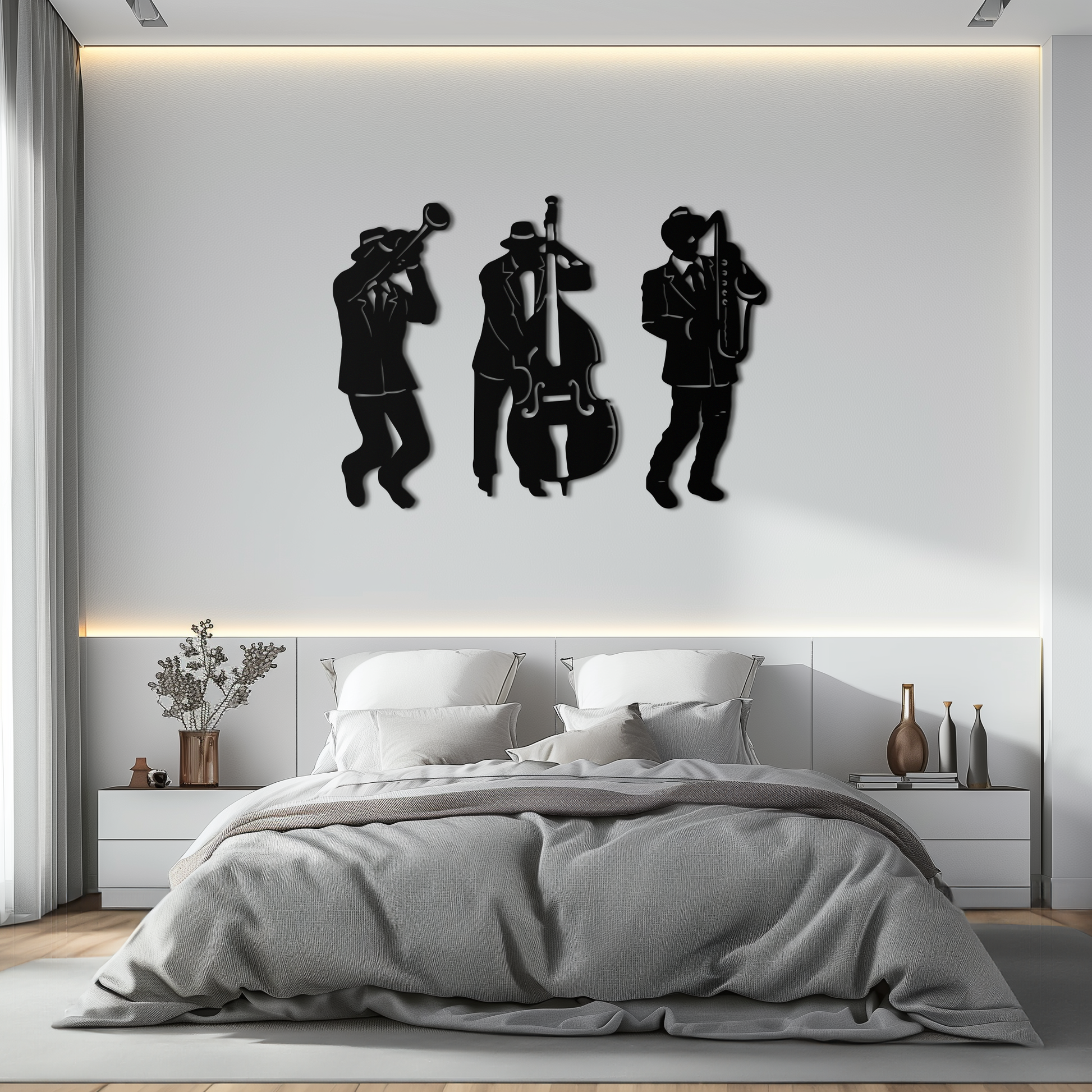Jazz Musicians Metal Wall Art - 3-Piece Silhouette Music Decor - KAF111 - Tampa Home & Garden Store