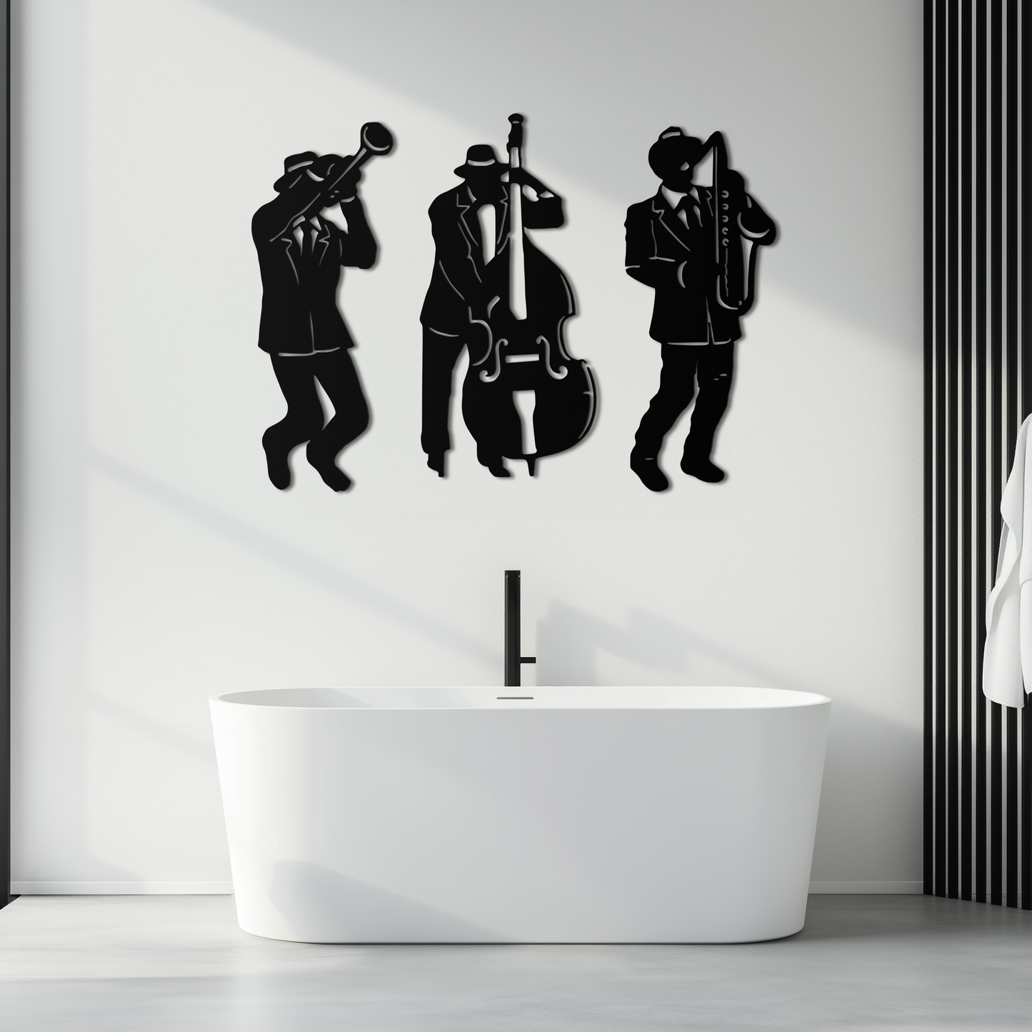 Jazz Musicians Metal Wall Art - 3-Piece Silhouette Music Decor - KAF111 - Tampa Home & Garden Store