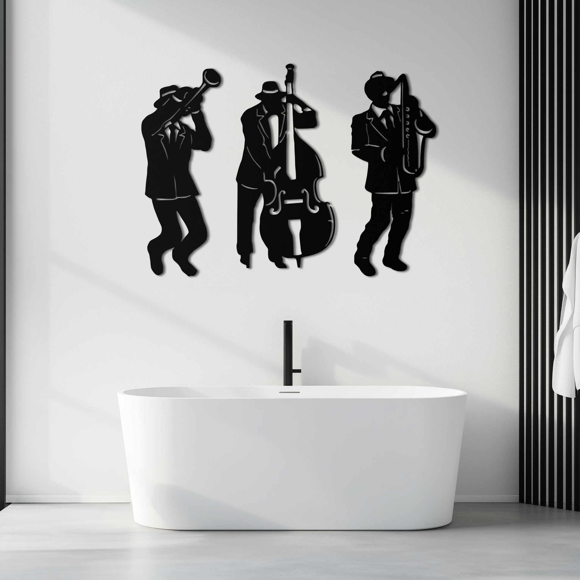 Jazz Musicians Metal Wall Art - 3-Piece Silhouette Music Decor - KAF111 - Tampa Home & Garden Store