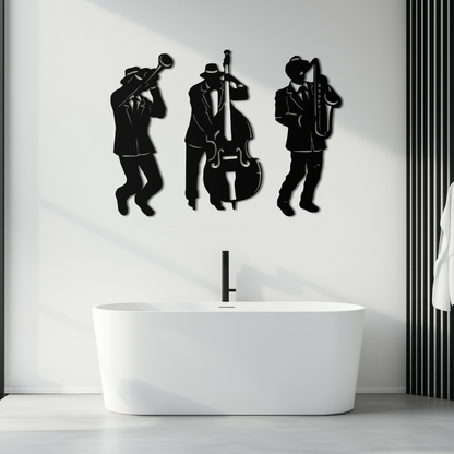 Jazz Musicians Metal Wall Art - 3-Piece Silhouette Music Decor - KAF111 - Tampa Home & Garden Store