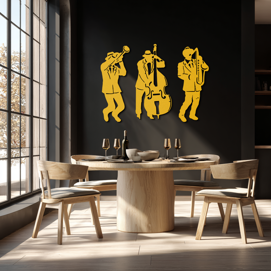 Jazz Musicians Metal Wall Art - 3-Piece Silhouette Music Decor - KAF111 - Tampa Home & Garden Store
