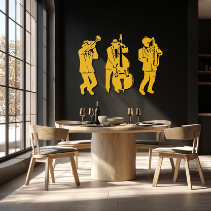 Jazz Musicians Metal Wall Art - 3-Piece Silhouette Music Decor - KAF111 - Tampa Home & Garden Store