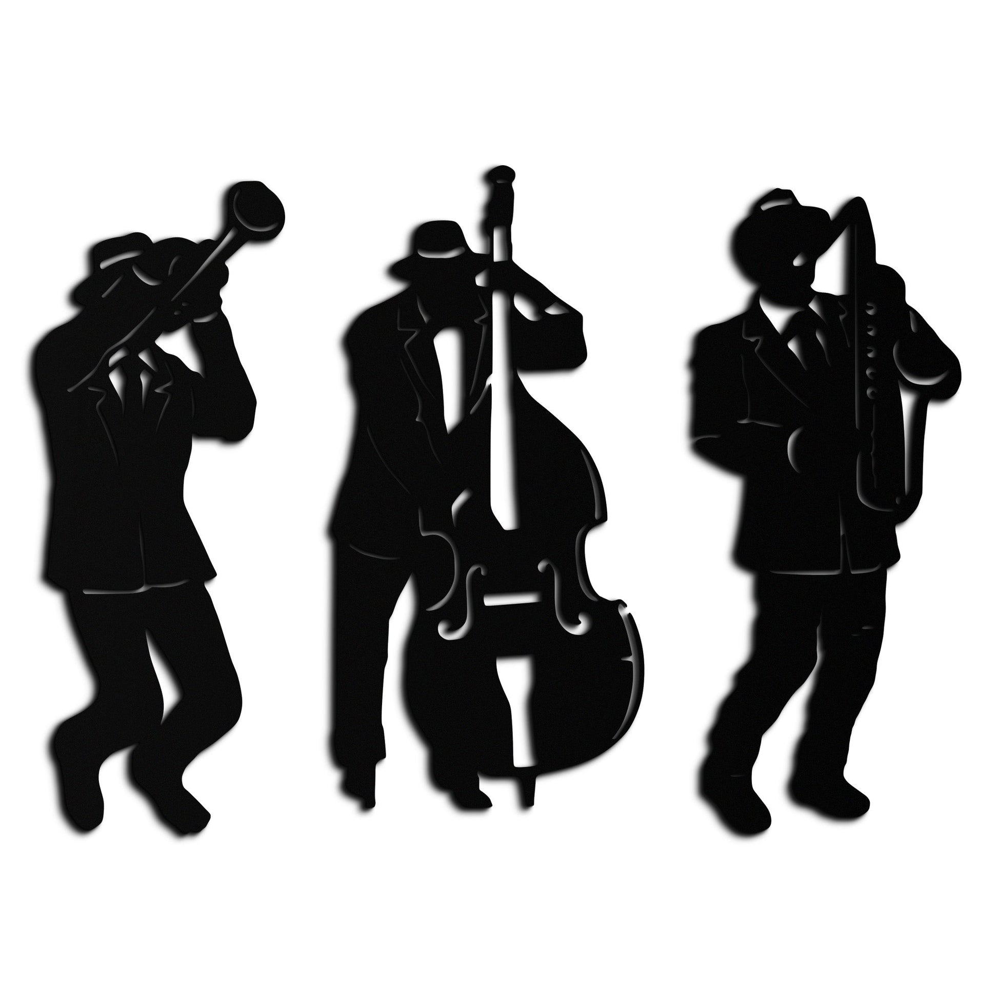 Jazz Musicians Metal Wall Art - 3-Piece Silhouette Music Decor - KAF111 - Tampa Home & Garden Store