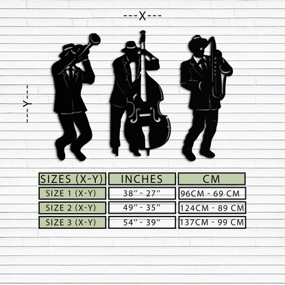 Jazz Musicians Metal Wall Art - 3-Piece Silhouette Music Decor - KAF111 - Tampa Home & Garden Store