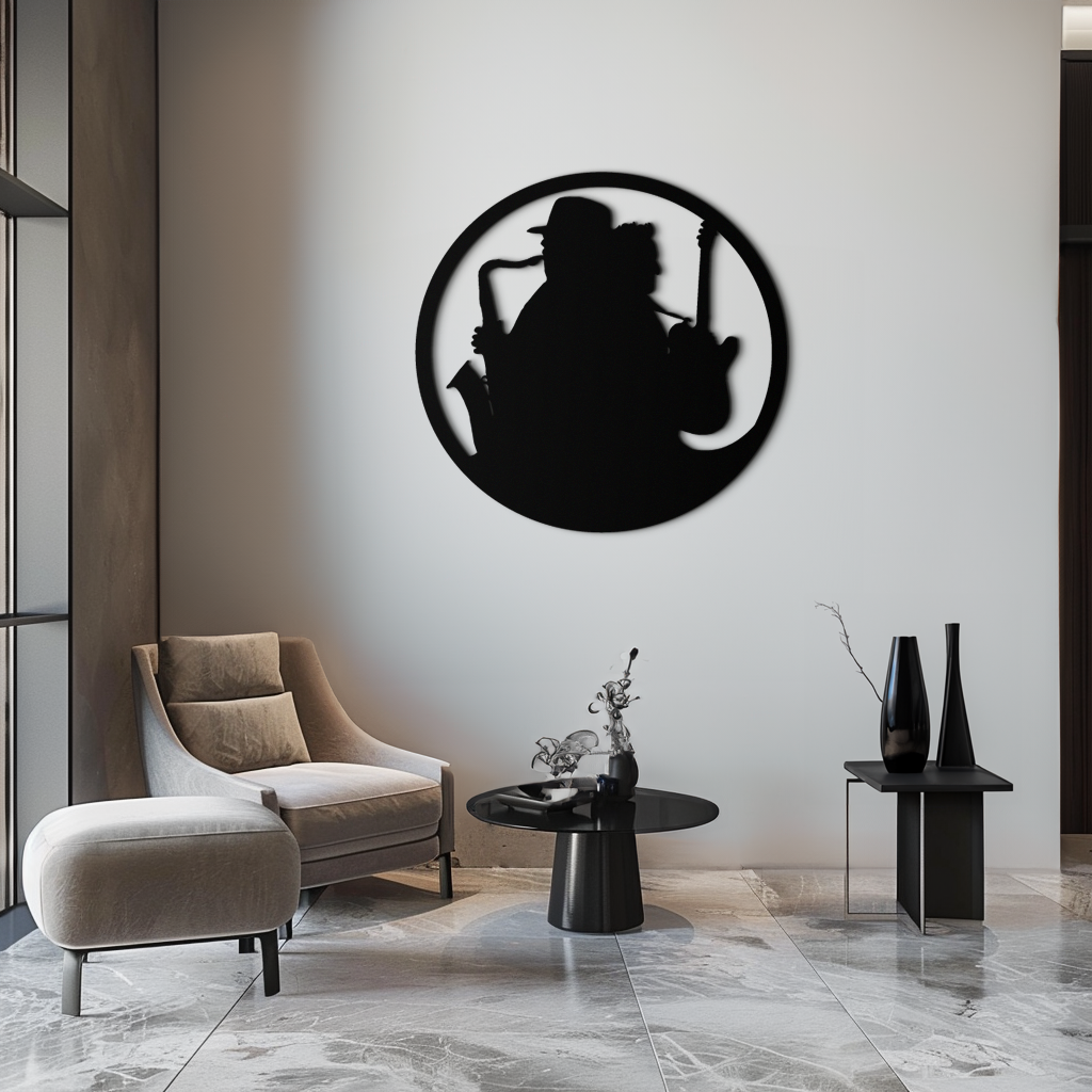 Jazz Musicians Metal Wall Art – Saxophone & Guitar Design - KAF192 - Tampa Home & Garden Store