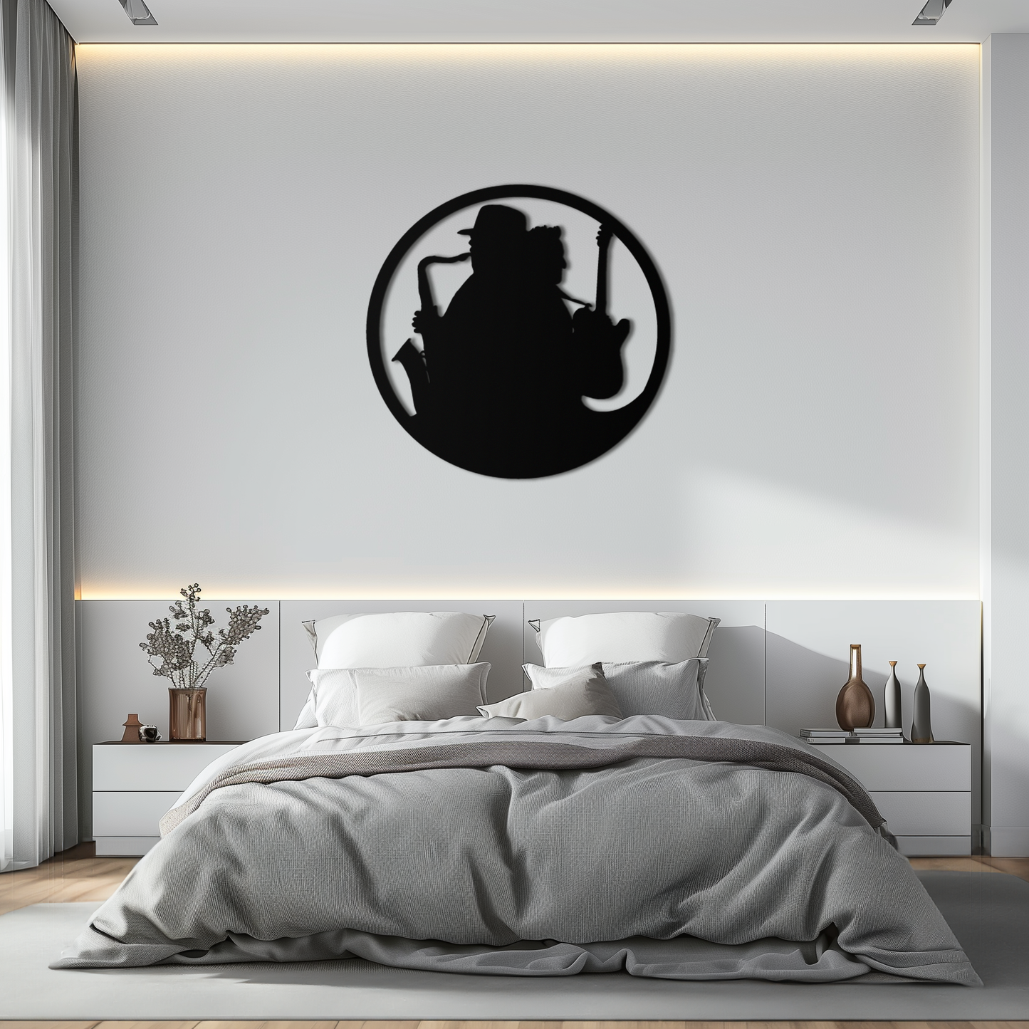 Jazz Musicians Metal Wall Art – Saxophone & Guitar Design - KAF192 - Tampa Home & Garden Store