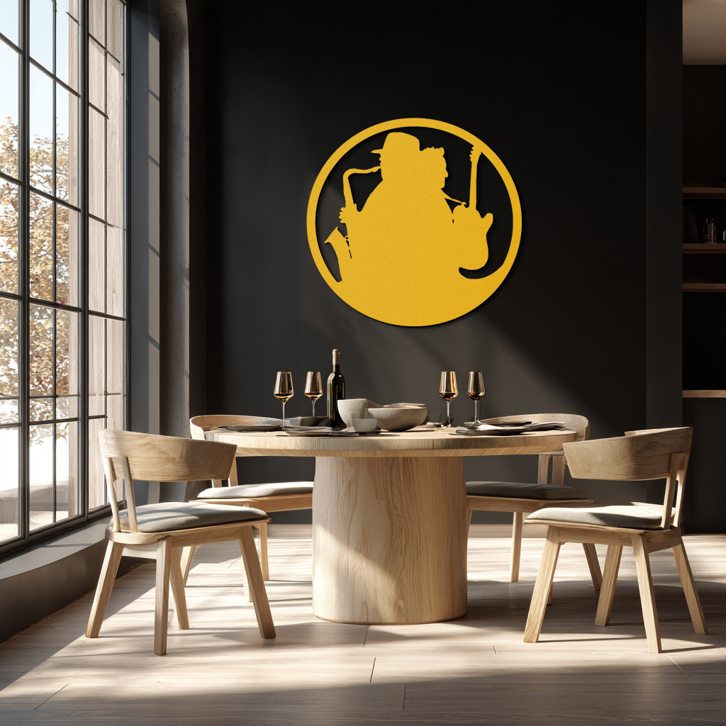 Jazz Musicians Metal Wall Art – Saxophone & Guitar Design - KAF192 - Tampa Home & Garden Store