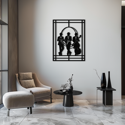 Jazz Musicians Metal Wall Art – Saxophone and Trumpet Player Silhouette Steel Decor for Music Lovers- KAF332 - Tampa Home & Garden Store