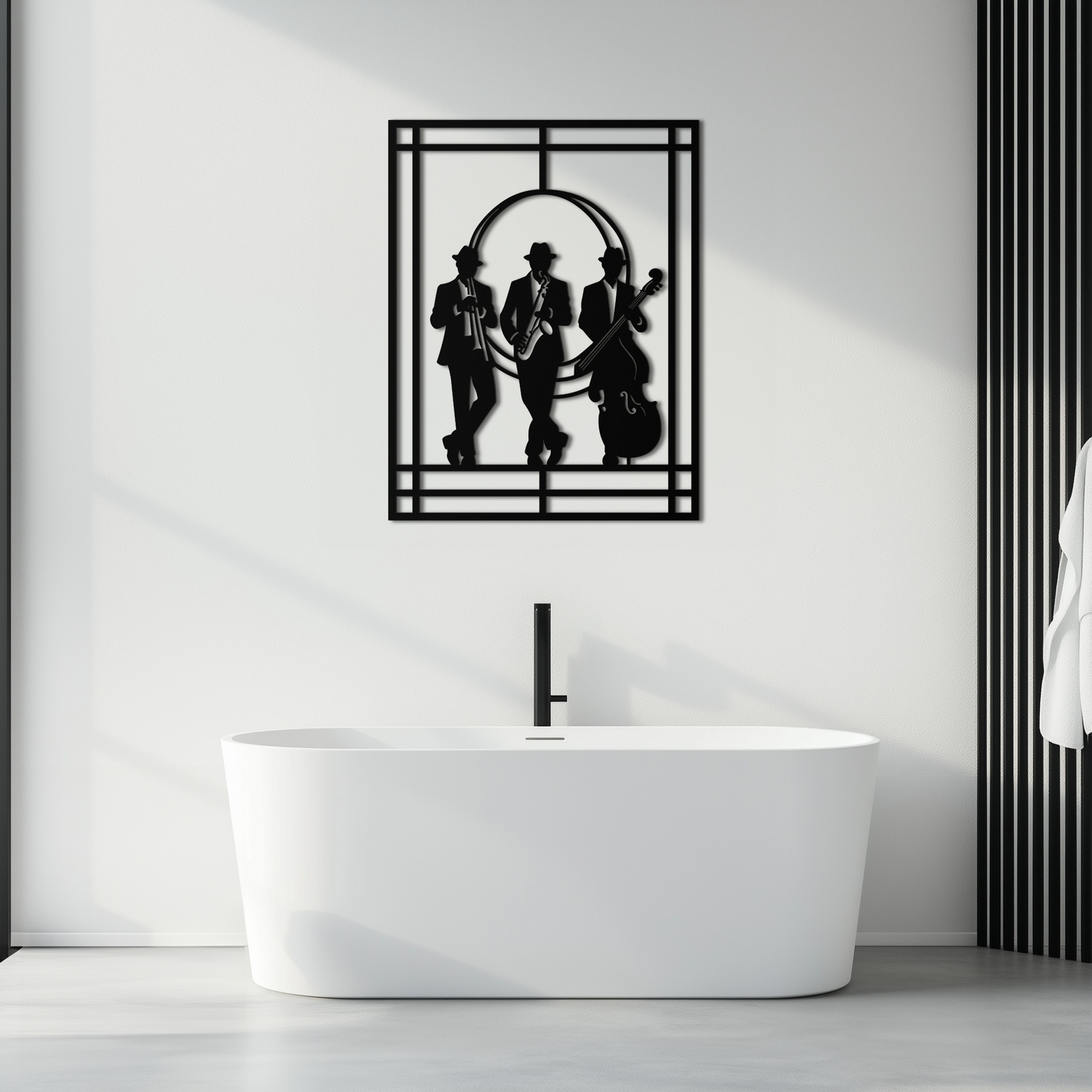 Jazz Musicians Metal Wall Art – Saxophone and Trumpet Player Silhouette Steel Decor for Music Lovers- KAF332 - Tampa Home & Garden Store