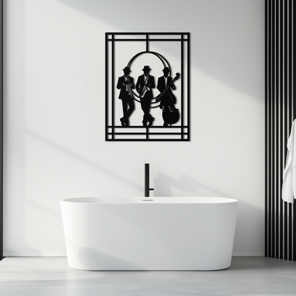 Jazz Musicians Metal Wall Art – Saxophone and Trumpet Player Silhouette Steel Decor for Music Lovers- KAF332 - Tampa Home & Garden Store