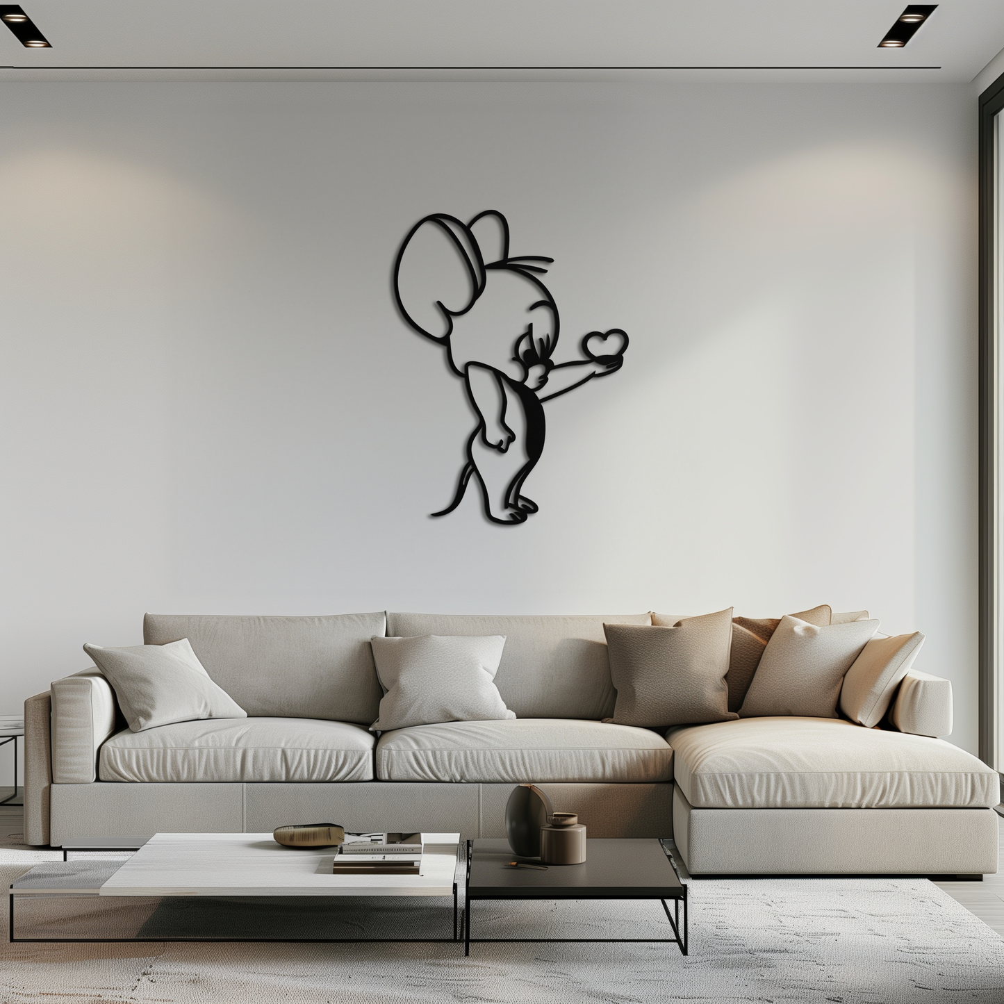 Jerry Holding Heart Metal Wall Art – Cute Cartoon Mouse Silhouette Decor-KAF615 - Tampa Home & Garden Store