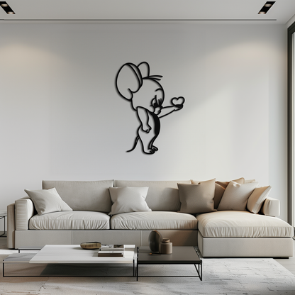 Jerry Holding Heart Metal Wall Art – Cute Cartoon Mouse Silhouette Decor-KAF615 - Tampa Home & Garden Store