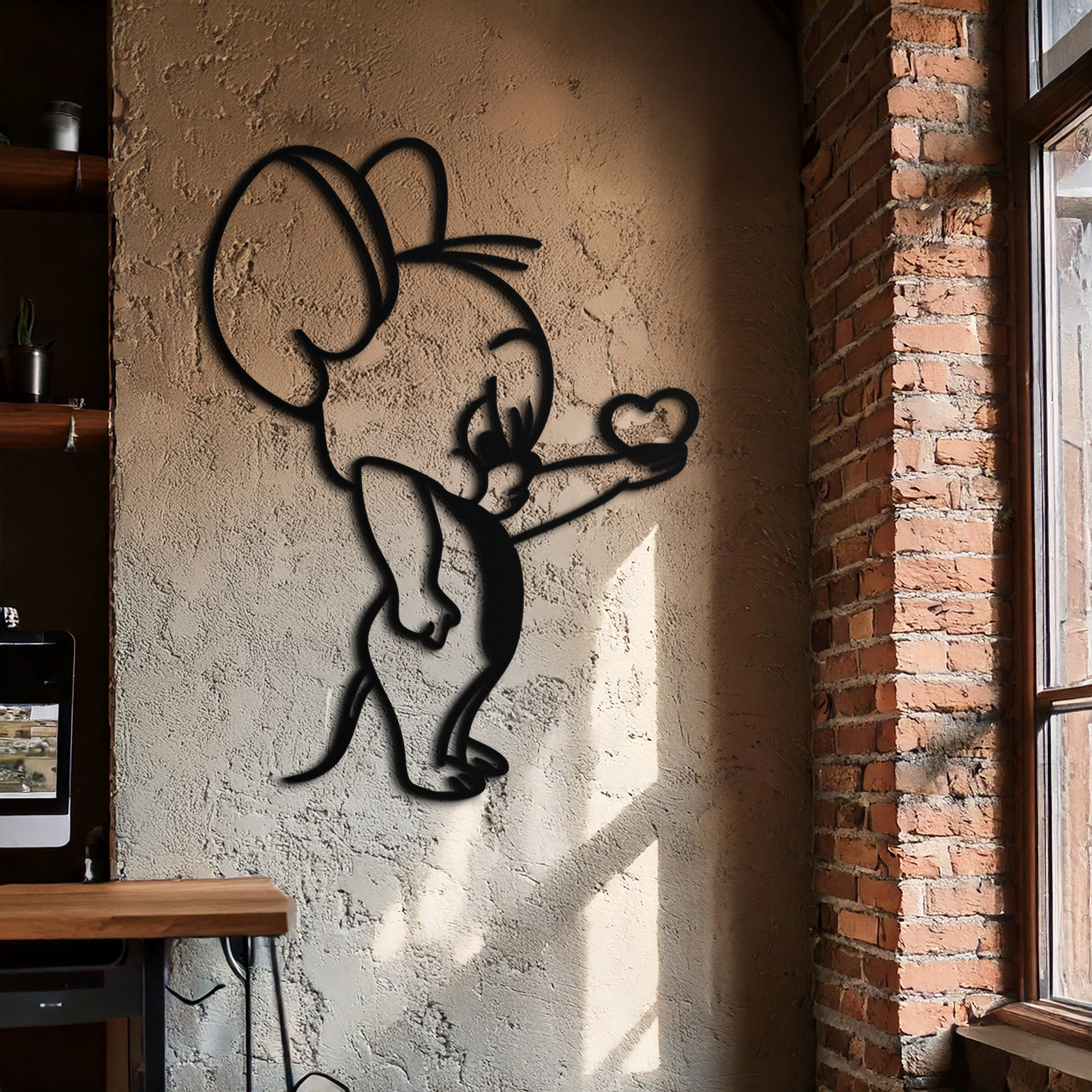Jerry Holding Heart Metal Wall Art – Cute Cartoon Mouse Silhouette Decor-KAF615 - Tampa Home & Garden Store