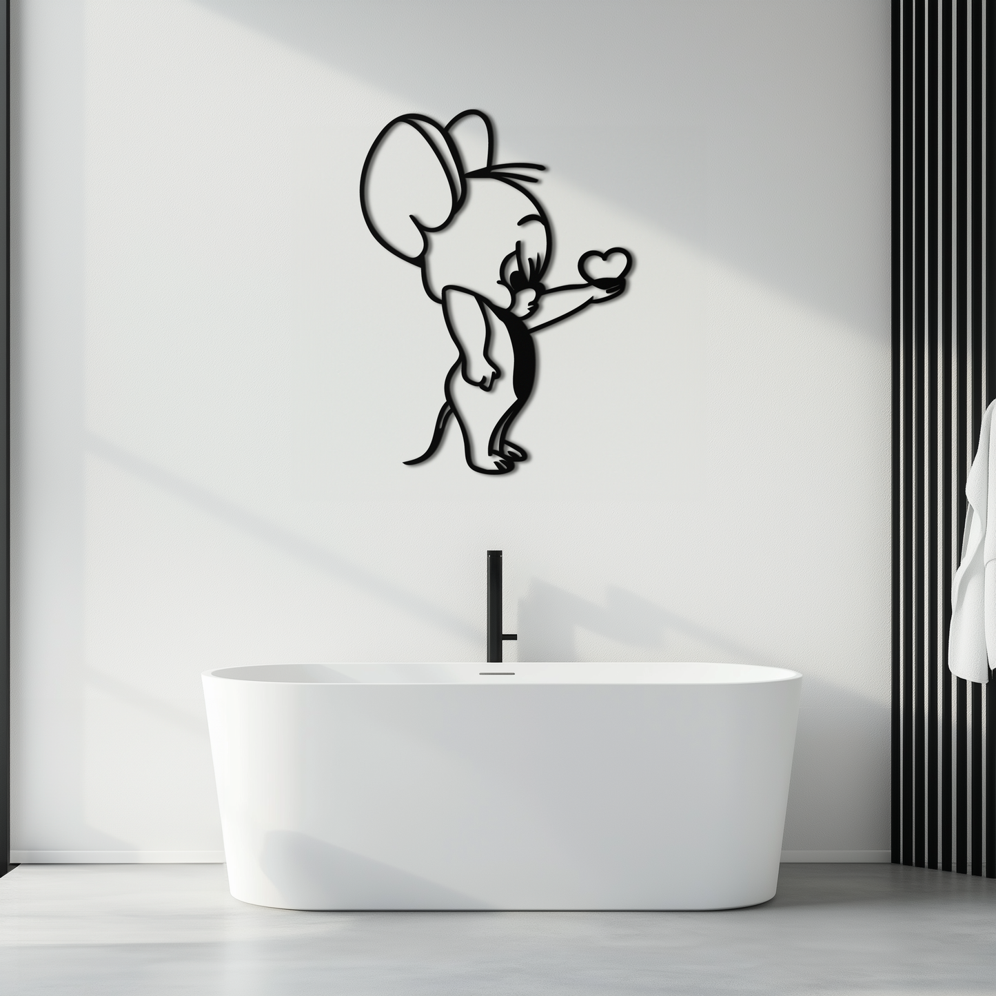 Jerry Holding Heart Metal Wall Art – Cute Cartoon Mouse Silhouette Decor-KAF615 - Tampa Home & Garden Store