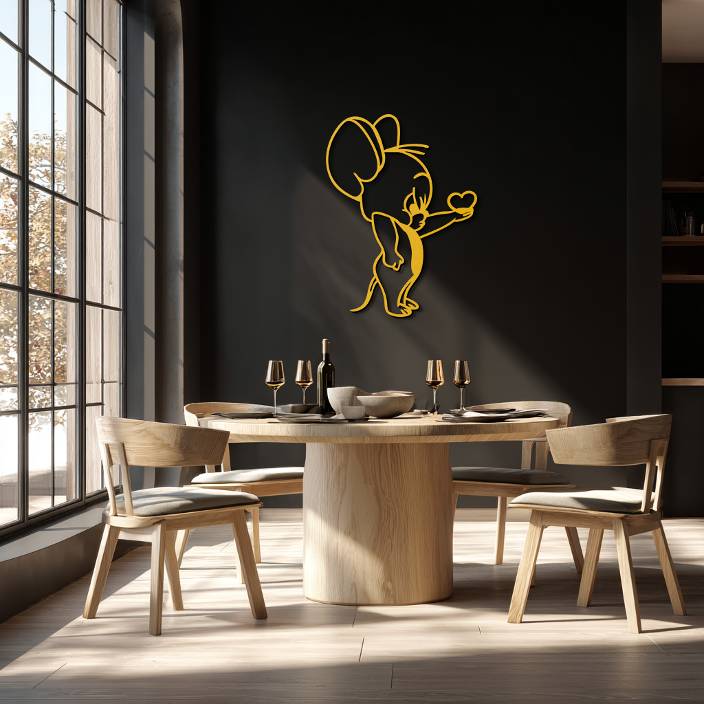 Jerry Holding Heart Metal Wall Art – Cute Cartoon Mouse Silhouette Decor-KAF615 - Tampa Home & Garden Store