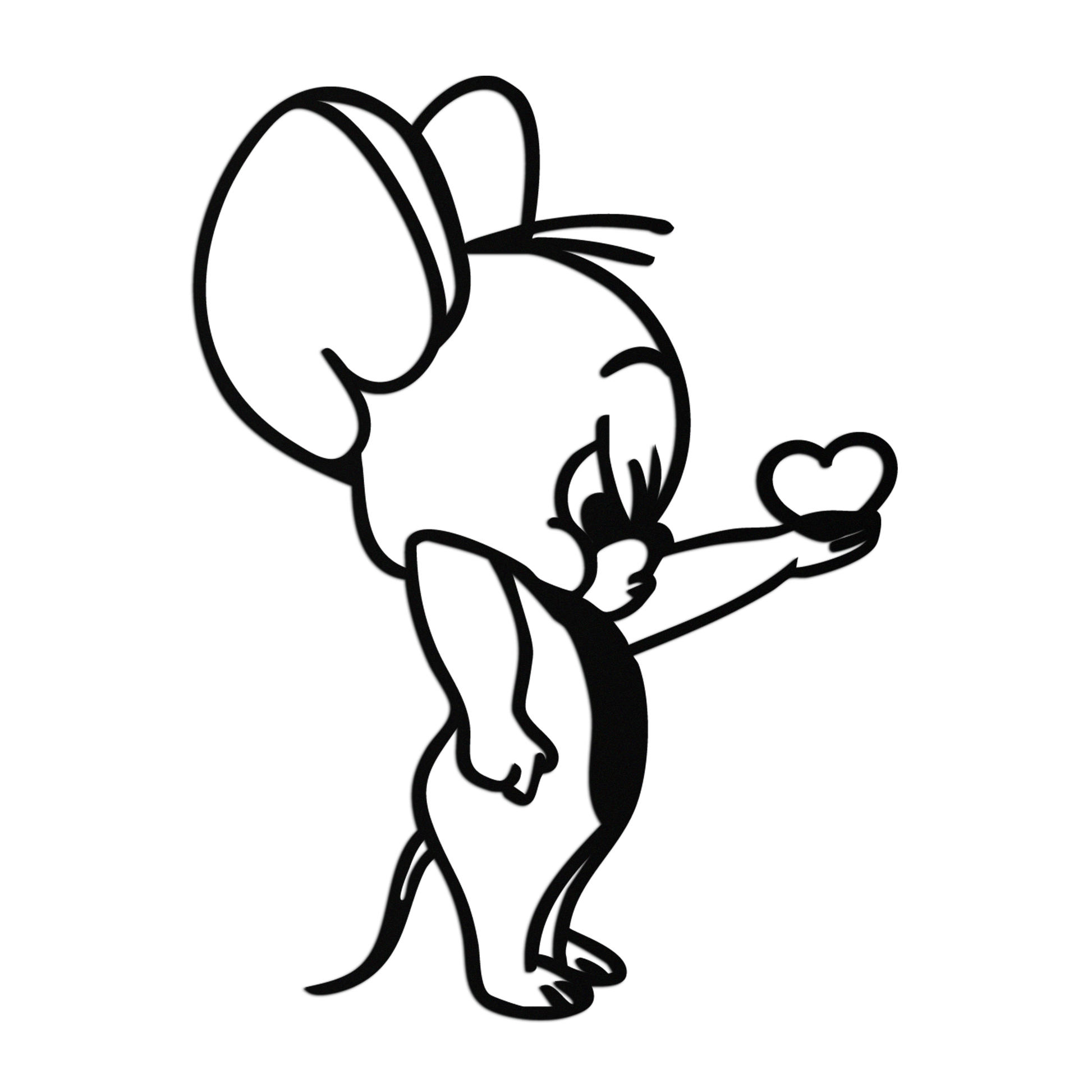 Jerry Holding Heart Metal Wall Art – Cute Cartoon Mouse Silhouette Decor-KAF615 - Tampa Home & Garden Store