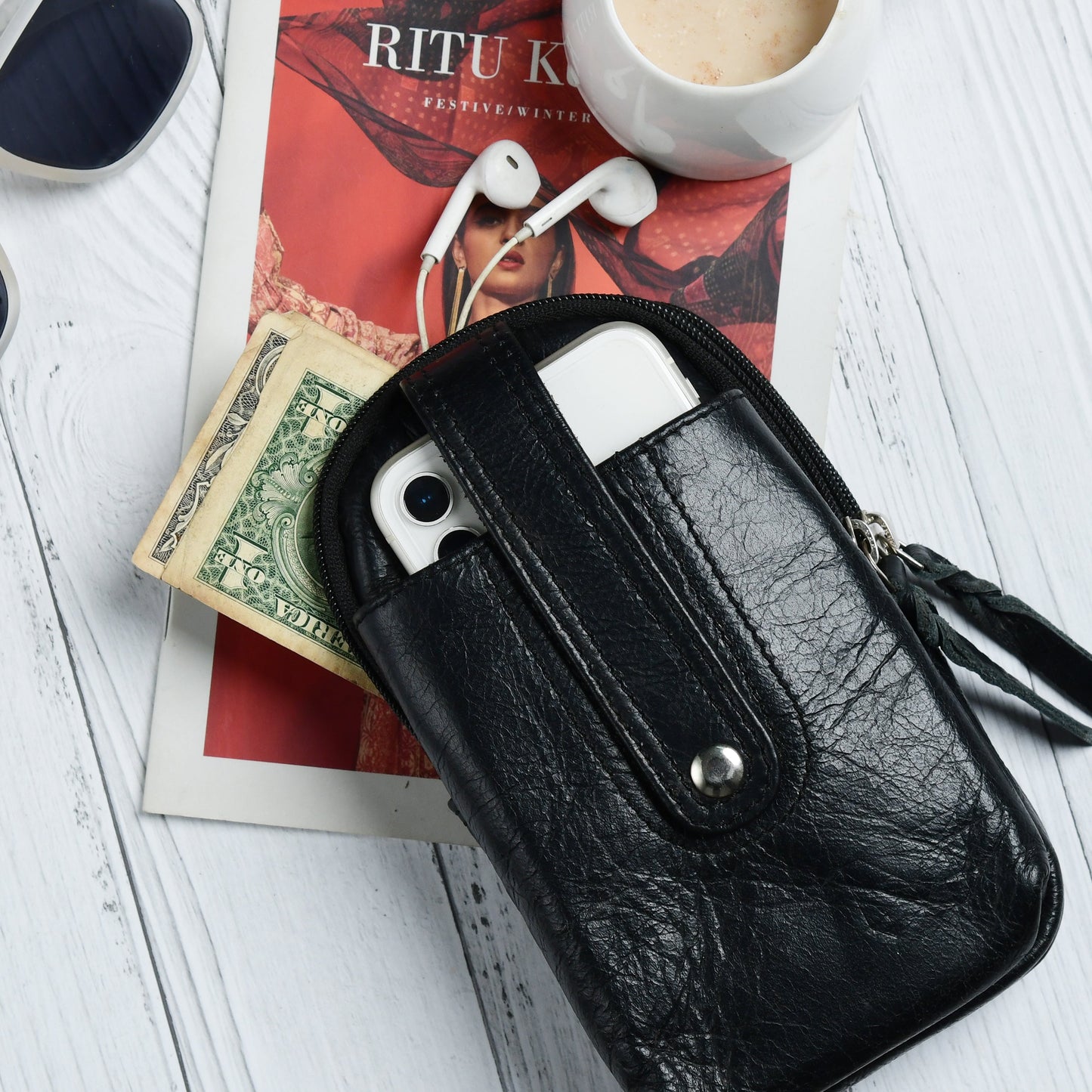 Jet-Set Organizer: Leather Phone Pouch - Tampa Home & Garden Store