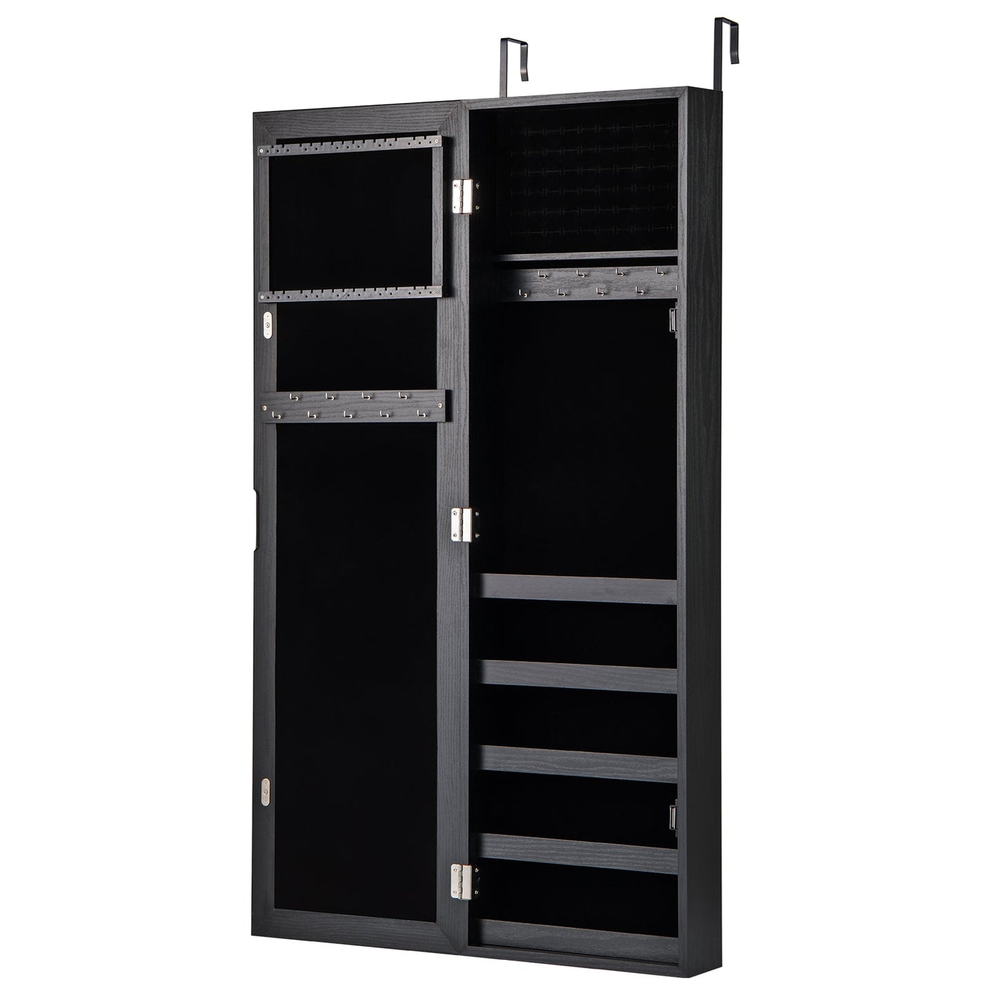 Jewelry Cabinet Wall or Door Armoire Mirror Black