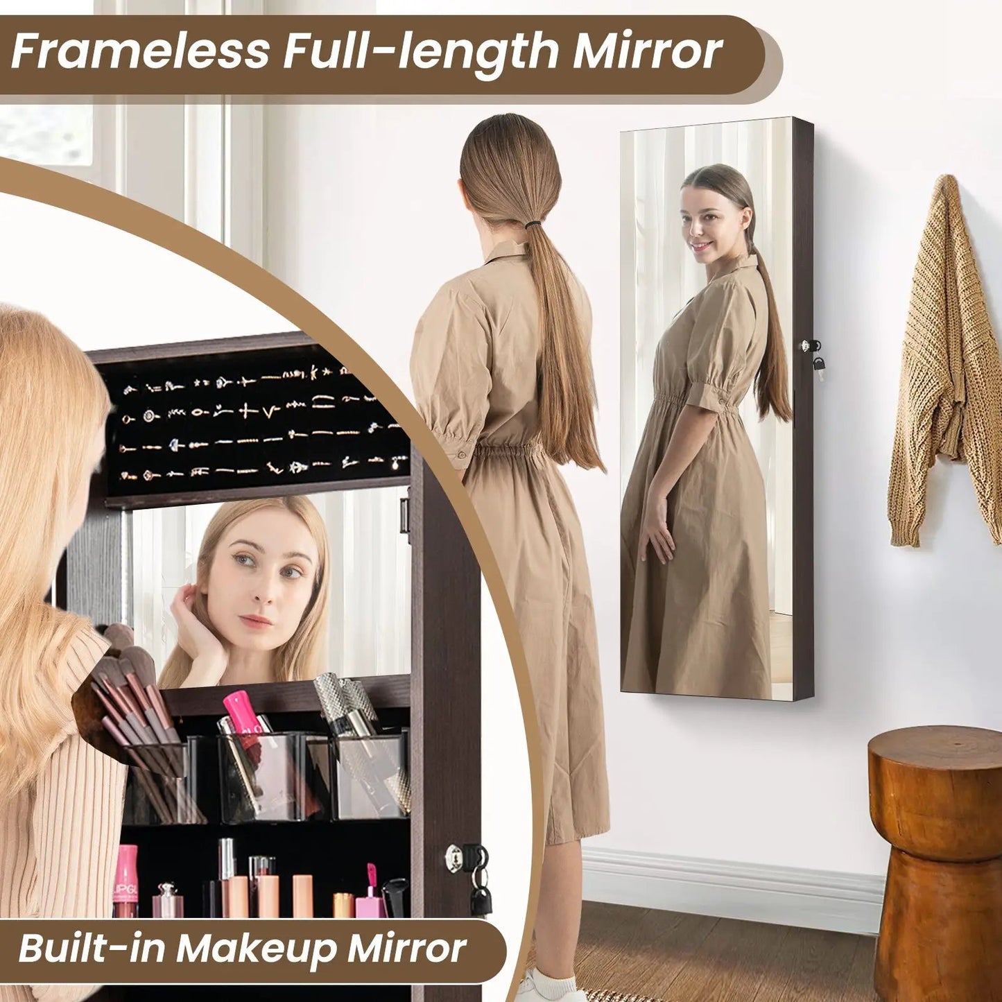 43.5 Inch Jewelry Mirror Cabinet Full Length