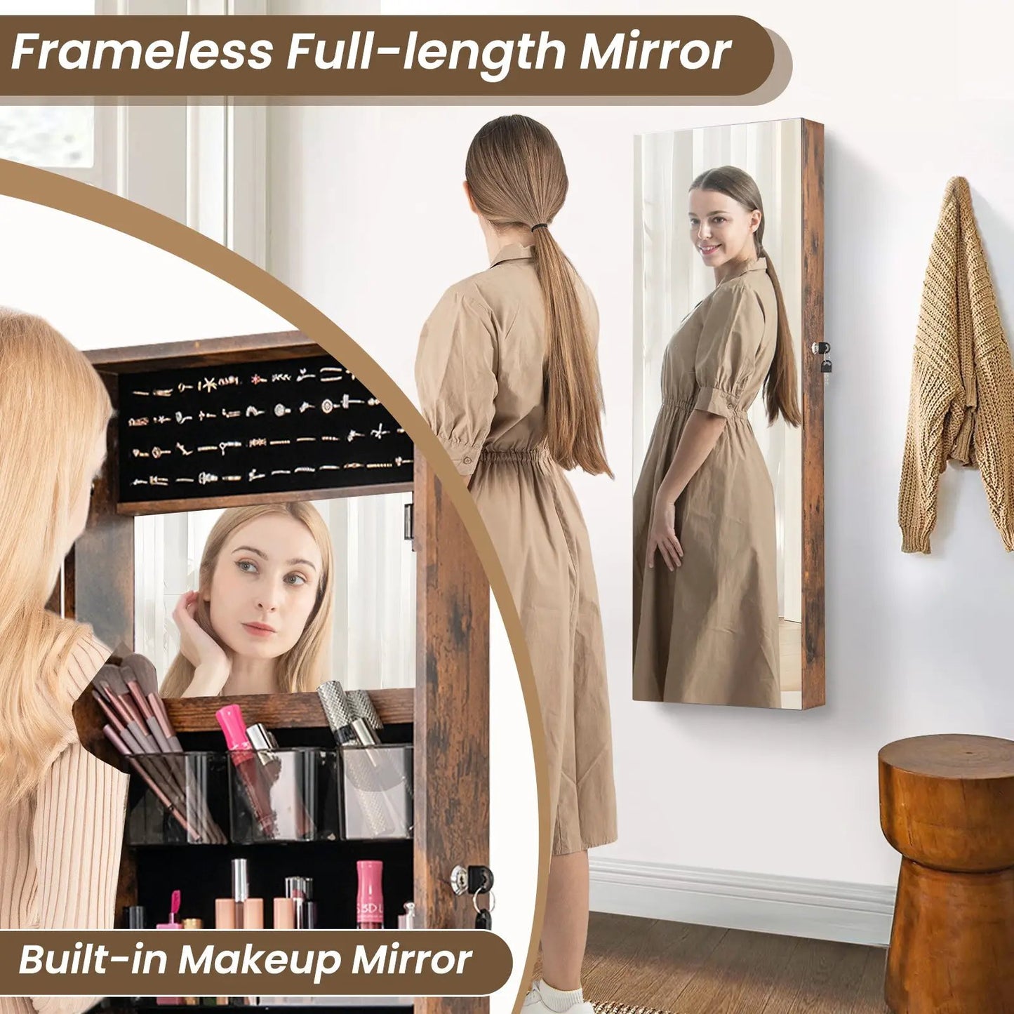 43.5 Inch Jewelry Mirror Cabinet Full Length