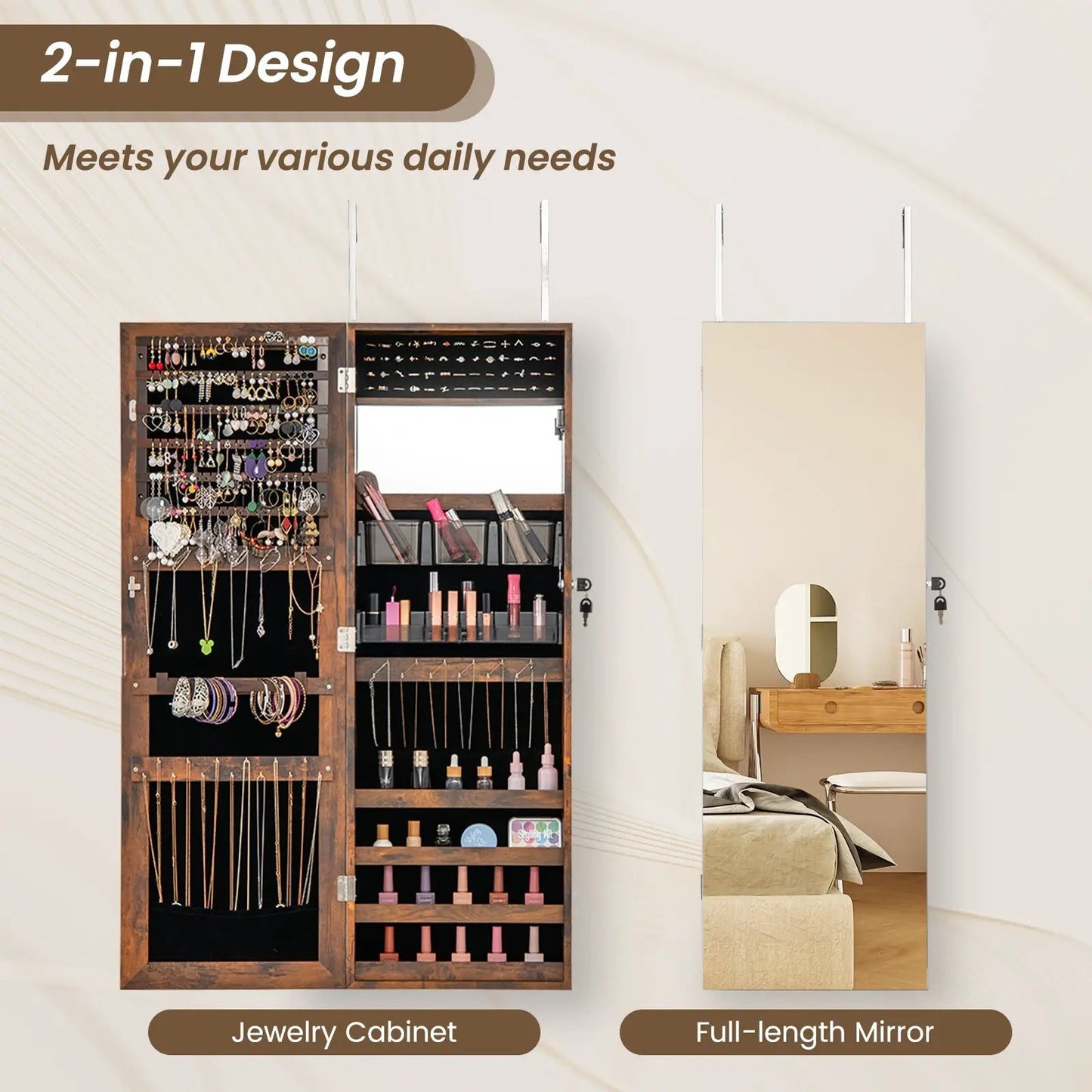 43.5 Inch Jewelry Mirror Cabinet Full Length