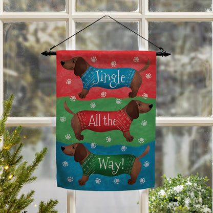 Jingle All The Way Dachshund Suede Garden Flag - Tampa Home & Garden Store