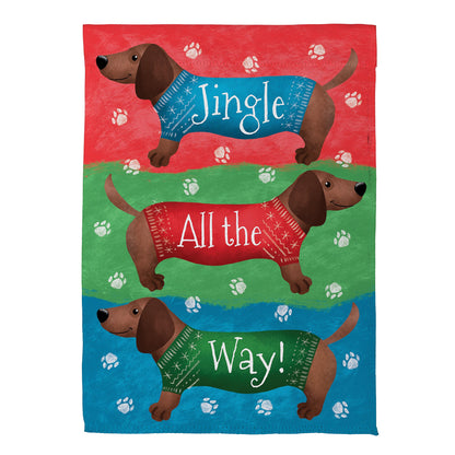 Jingle All The Way Dachshund Suede Garden Flag - Tampa Home & Garden Store