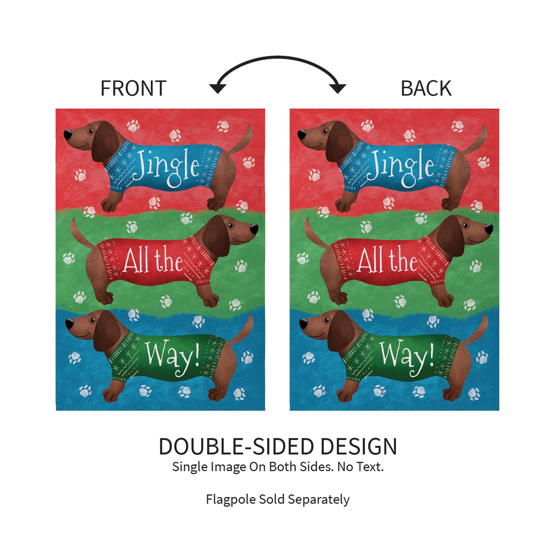 Jingle All The Way Dachshund Suede Garden Flag - Tampa Home & Garden Store