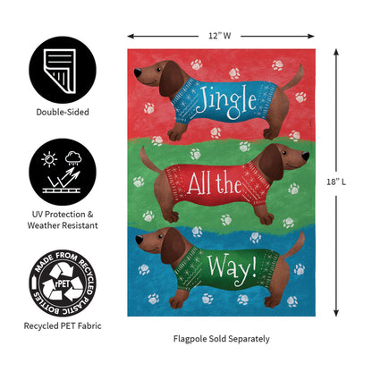 Jingle All The Way Dachshund Suede Garden Flag - Tampa Home & Garden Store