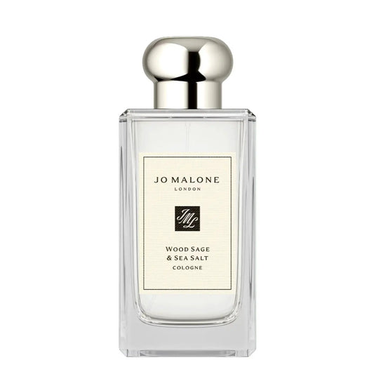 Jo Malone London Wood Sage & Sea Salt Cologne bottle with clear glass and silver cap on Nava Beauty on Tampa Home & Garden Store