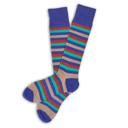 Spectrum Stripes Dress Socks bundle DeadSoxy two socks with blue cuffs and stripes on Tampa Home & Garden Store