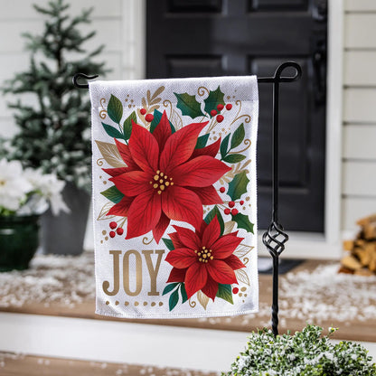 Joy Poinsettia Burlap Garden Flag - Tampa Home & Garden Store