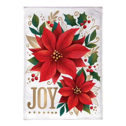 Joy Poinsettia Burlap Garden Flag - Tampa Home & Garden Store