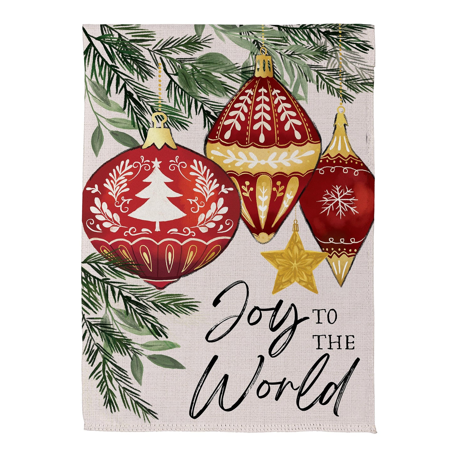 Joy To The World Ornaments Suede Garden Flag - Tampa Home & Garden Store
