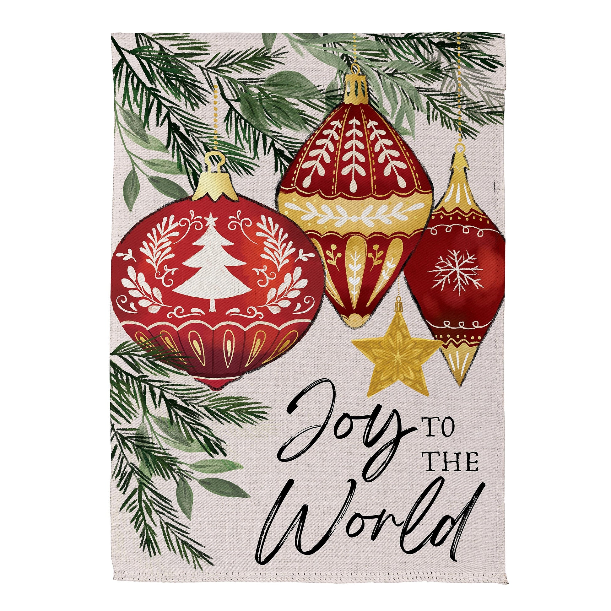 Joy To The World Ornaments Suede Garden Flag - Tampa Home & Garden Store
