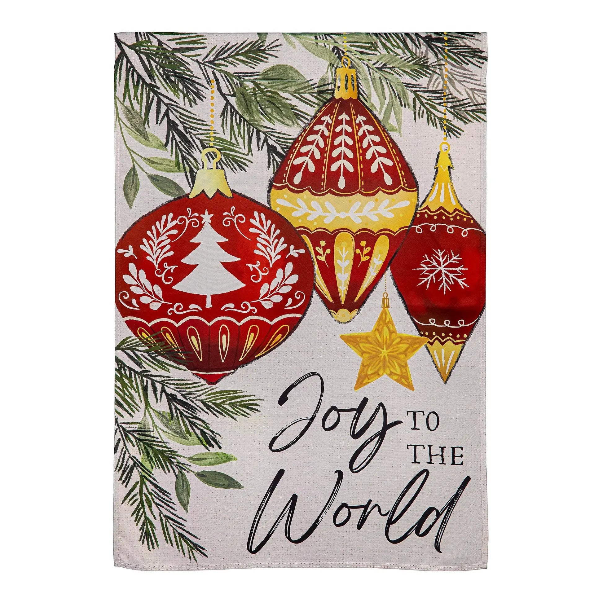 Joy To The World Ornaments Suede House Flag - Tampa Home & Garden Store